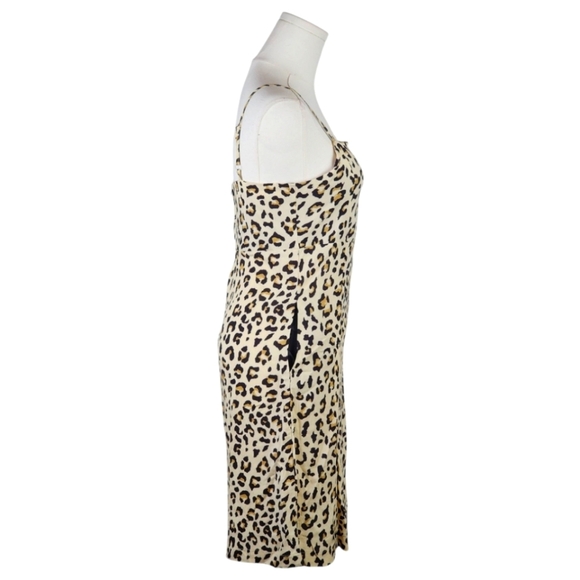 Rare Editions Leopard Print Slip Dress Size 14 Rayon Lined Animal Y2K Glam - Picture 6 of 9